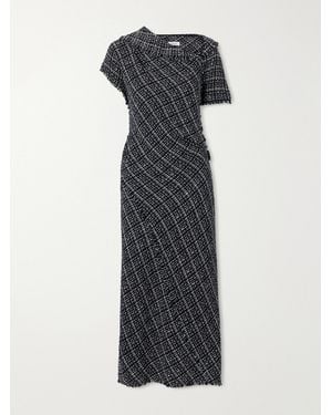 Erdem Asymmetric Cotton-Blend Tweed Midi Dress - Black