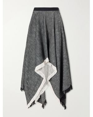 Kallmeyer Frayed Asymmetric Tweed Midi Skirt - Gray