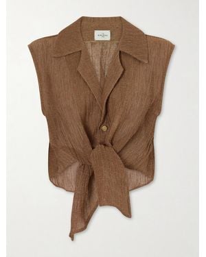 LeKasha Sanabog Knotted Linen Shirt - Brown