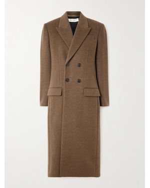 Saint Laurent Doppelreihiger Mantel Aus Einer Gebürsteten Woll-Kaschmirmischung - Natur