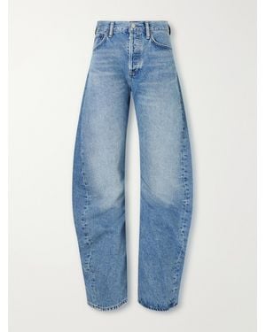Agolde Spiral Mid-Rise Barrel-Leg Jeans - Blue