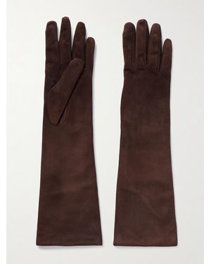Nour Hammour Suede Gloves - Brown