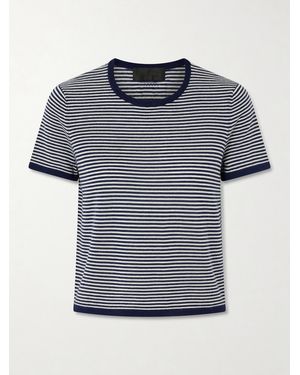 Nili Lotan Linka Striped Cashmere T-Shirt - Blue