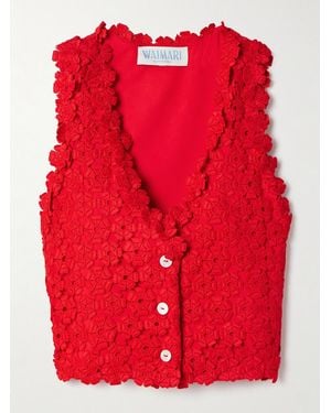 Waimari Christie Cropped Crocheted Lace Vest - Red
