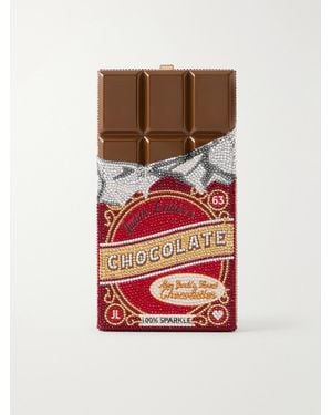 Judith Leiber Milk Chocolate Crystal-Embellished Clutch - Red