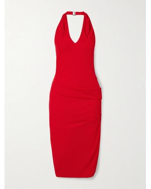 Jacquemus Pasadena Neckholder-Midikleid Aus Gerafftem Crêpe - Rot