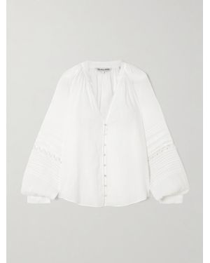 Veronica Beard Ailani Bluse Aus Ramie-Voile Mit Biesen Und Häkeleinsätzen - Weiß
