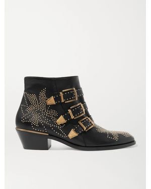 Chloé Boots Susanna Nappa Leather Black Rivets Gold