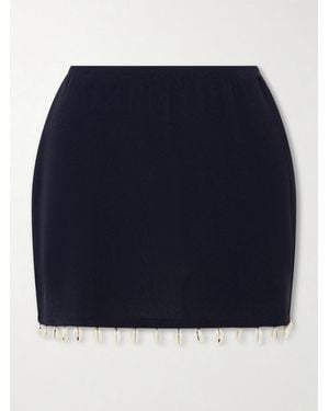 SARA CRISTINA Embellished Jersey Mini Skirt - Blue