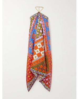 Emilio Pucci Asymmetrisches Neckholder-Midikleid Aus Bedrucktem Seiden-Twill - Weiß
