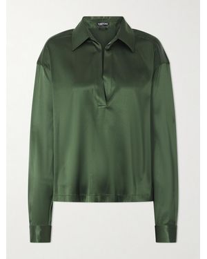 Tom Ford Silk-Blend Satin Blouse - Green