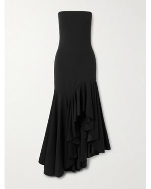 Solace London Hani Strapless Asymmetric Crepe-Jersey Gown - Black