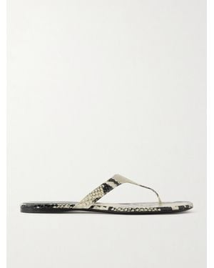 KHAITE Archer Snake-Effect Leather Sandals - White