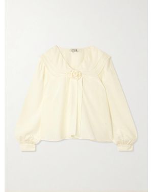 RIXO London Emelin Layered Appliquéd Silk Crepe De Chine Blouse - Natural
