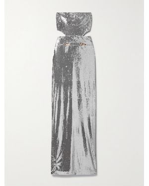 Et Ochs Ava Strapless Cutout Sequined Satin Gown - Grey