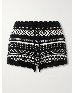 Alix Of Bohemia Shea Shorts Aus Baumwoll-Jacquard Mit Wellensaum - Schwarz