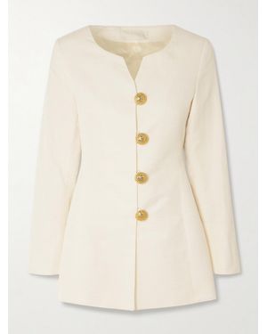 D'Estree Claude Embellished Cotton-Blend Faille Jacket - Natural