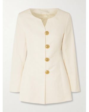 D'Estree Claude Embellished Cotton-Blend Faille Jacket - Natural
