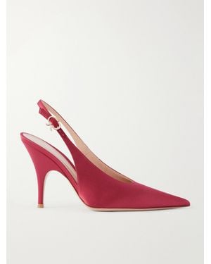 Gianvito Rossi Sofia Logo-Detailed Satin Slingback Pumps - Pink