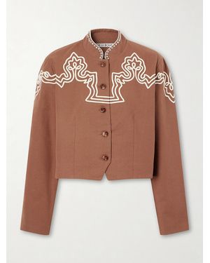 Alix Of Bohemia Clarke Clove Spur Cropped Appliquéd Cotton-Poplin Jacket - Brown