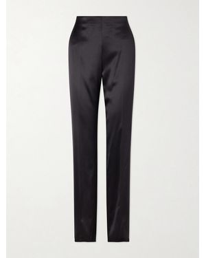 Valentino Garavani Silk-Blend Duchesse Straight-Leg Trousers - Blue