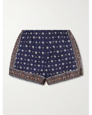 Doen Vienna Printed Cotton Shorts - Blue