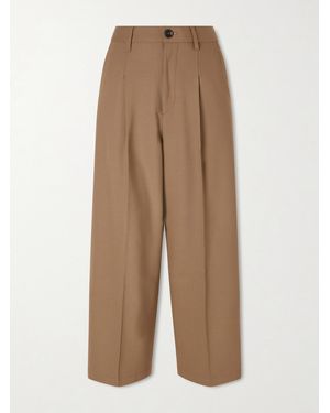 Maria McManus Verkürzte Hose Mit Weitem Bein Aus Einer Wollmischung Mit Falten - Natur