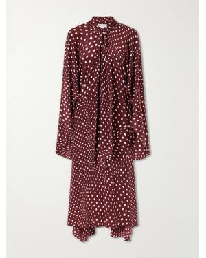 Stella McCartney Tie-Detailed Draped Polka-Dot Silk Midi Dress - Red