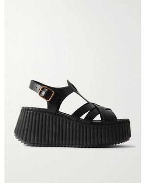 Chloé Nama Plateausandalen Aus Leder - Schwarz