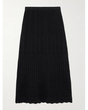 Eres Rythmee Pointelle-Knit Wool And Cashmere-Blend Maxi Skirt - Black