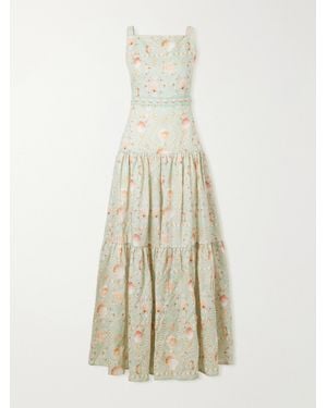 Agua Bendita Abeja Playa Printed Linen Maxi Dress - White