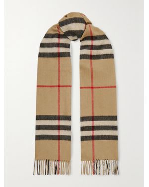 Burberry Net Sustain Fringed Checked Cashmere Scarf - Brown