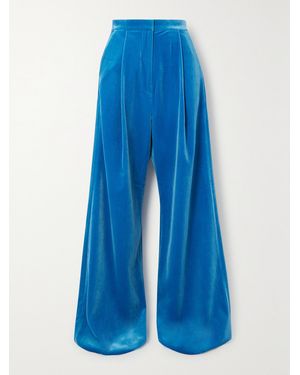 Alex Perry Arden Velvet Wide-Leg Trousers - Blue
