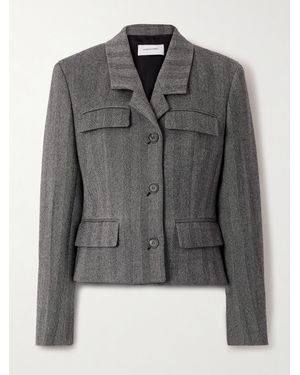 Ferragamo Herringbone Wool-Blend Blazer - Grey