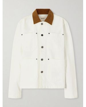 KHAITE Wyatt Corduroy-Trimmed Denim Jacket - Natural
