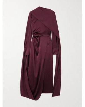 Erdem Draped Satin Midi Dress - Purple
