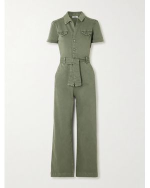 PAIGE Anessa Belted Denim Jumpsuit - Green