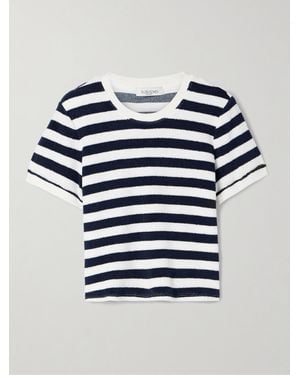 Suzie Kondi Capri Striped Cotton-Blend Terry T-Shirt - Blue