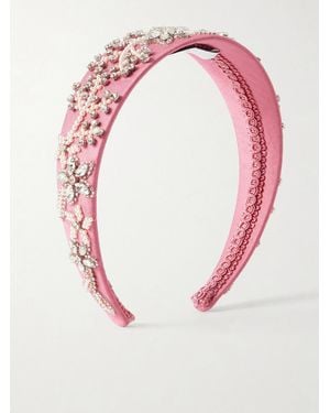 Erdem Crystal-Embroidered Satin Headband - Pink