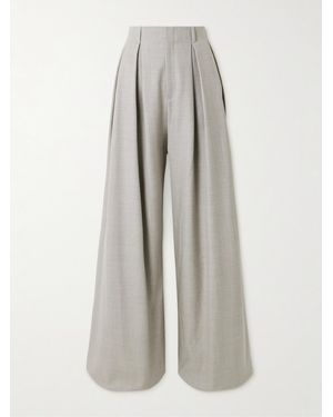 Ralph Lauren Greer Pleated Wool Wide-Leg Pants - White