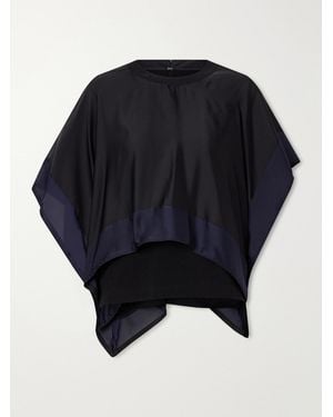 Sacai Layered Cotton-Trimmed Satin Blouse - Blue