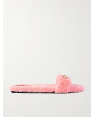 Gucci Horsebit-Embellished Shearling Slides - Pink