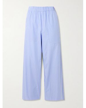 Jonathan Simkhai Arden Pinstriped Cotton-Poplin Wide-Leg Trousers - Blue