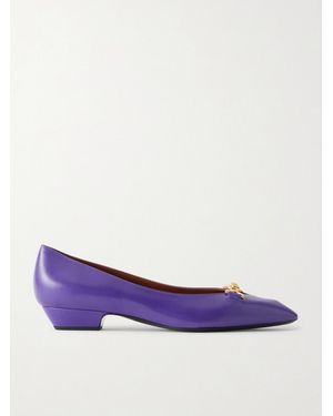 Versace Medusa-Embellished Leather Ballet Flats - Purple