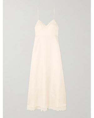 Rohe Tie-Back Lace-Trimmed Silk Maxi Dress - Natural