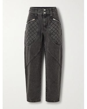 Isabel Marant Catarina Quilted High-Rise Tapered Jeans - Gray