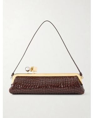 Jacquemus Salon Croc-Effect Patent-Leather Clutch - Brown