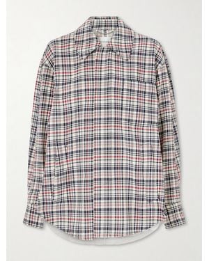 Victoria Beckham Cocoon Checked Cotton And Virgin Wool-Blend Jacket - White