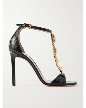 Tom Ford Sandalen Aus Leder Mit Krokodileffekt Und Verzierungen - Weiß