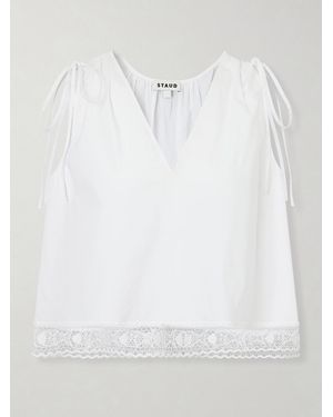STAUD Da Adolfo Elena Cotton-Blend Tank - White